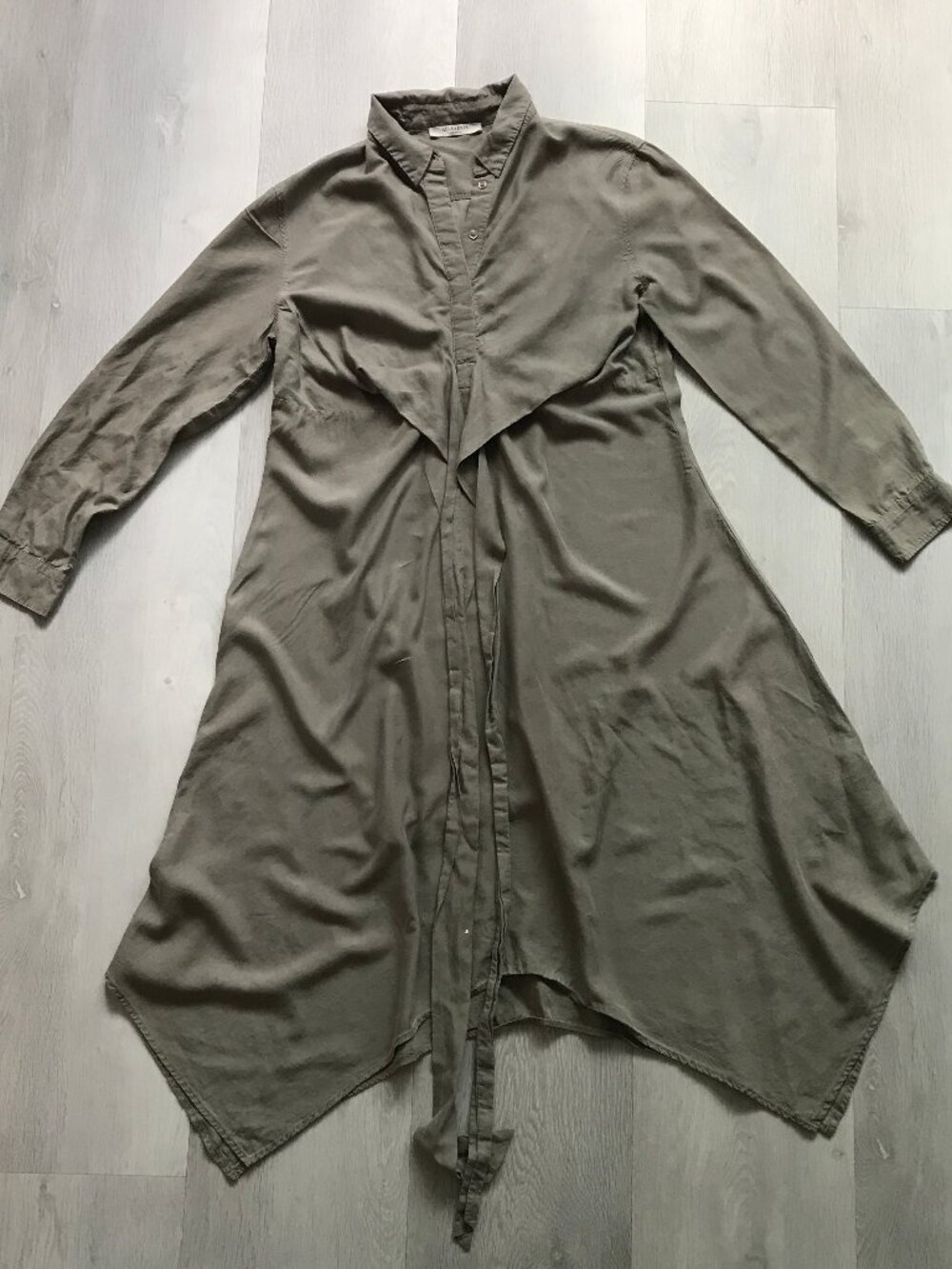 ALLSAINTS GREEN LONG SLEEVE BUTTON MIDI SHIRT DRESS WOMENS MEDIUM